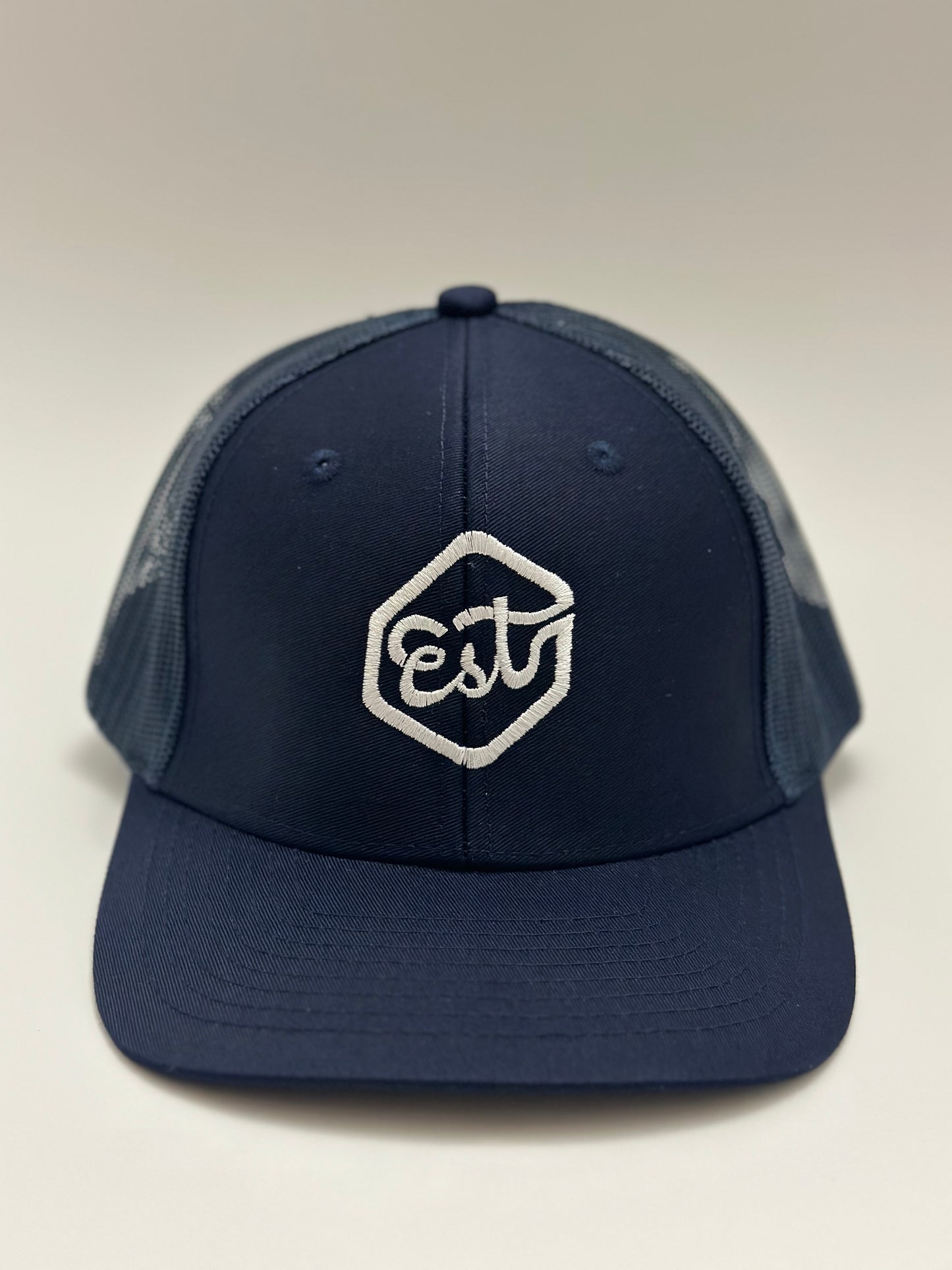 "Est" Trucker Hat - Navy Blue (White Logo)